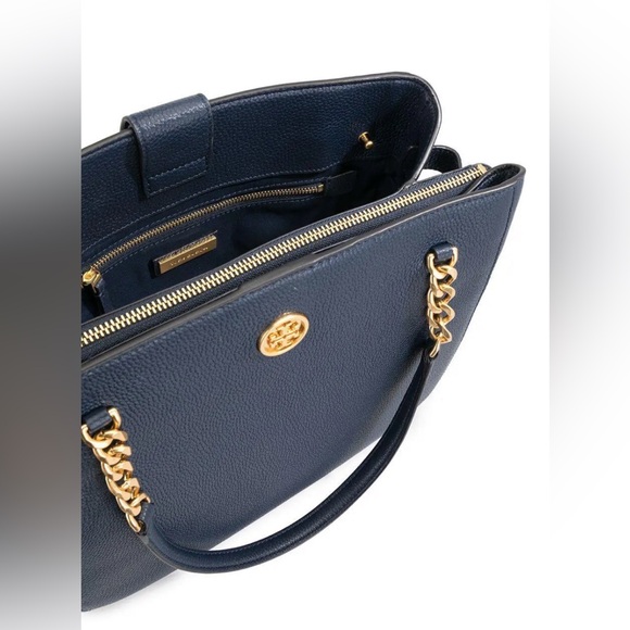 EUC TORY BURCH RARE MASON TRIPLE-COMPARTMENT SATCHEL with COA - Picture 12 of 15